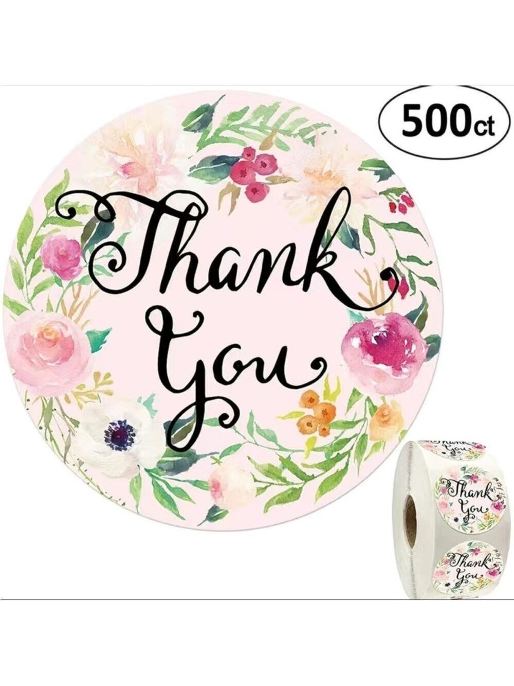 500 Roll Flowers Thank You Stickers PRICE IS FIRM